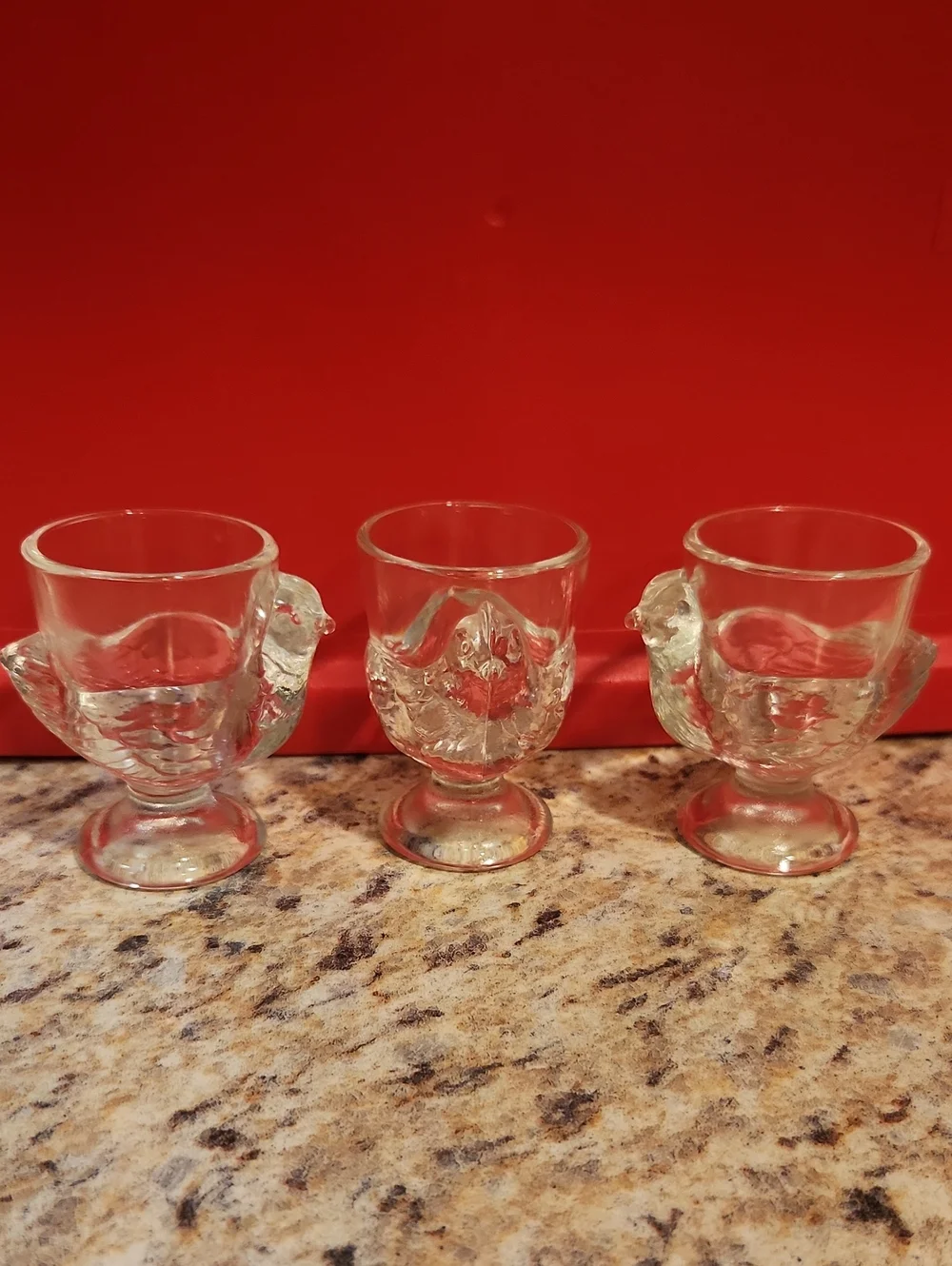Arc France Luminarc Clear Glass Hen Shaped Egg Cups Set Of 3